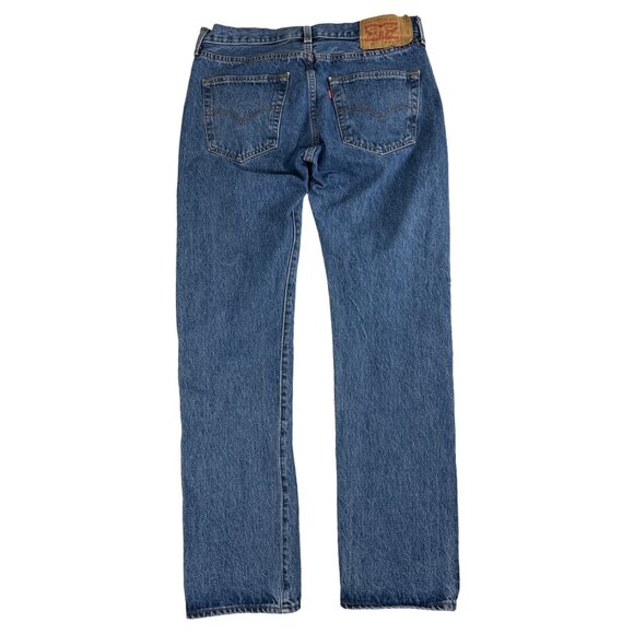 Levis 501 Original Button Fly Blue Jeans Men's 100% Cotton Straight Leg, 32/32 - Picture 5 of 16